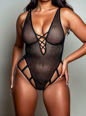 Spiders Web Bodysuit : Obsidian Black