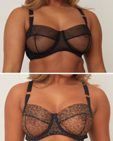 Sheer Balcony Bra Bundle : Black & Leopard