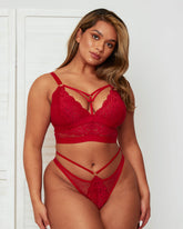 Brooke Bralette & Brief Set : Raspberry Red