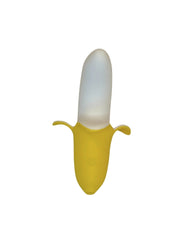 White object shaped like a banana on a white background