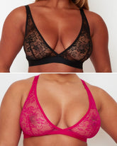 Millie-Mae Twin Pack Triangle Bralettes : Black & Very Cherry