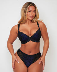 Ramona Padded Plunge Bra : Midnight Black / Devil Blue