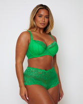 Tutti Booster fuller bust bra and brief in Ample Apple green, front view