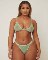 Indie Bralette & Brief Set : Basil Green