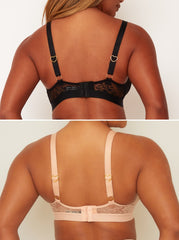 Millie-Mae Twin Pack Triangle Bralettes : Black & Blush Pink