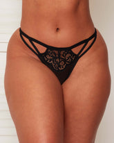 Areilla midnight black thong with galloon lace finish