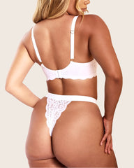 Aurora sexy high waist thong with scalloped edge in icy white