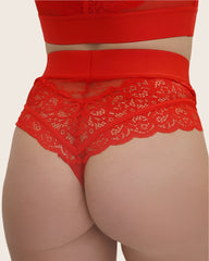 Francine high waist thong in fiery red