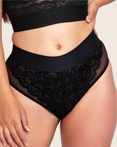 Gia high waist black brazilian with mesh overlay