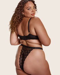 Aurora tanga style thong with Lace in midnight black