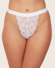 Aurora icy white sexy high waist thong with signature lace