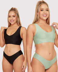 Stevie Twin Pack Bralette : Black & Basil
