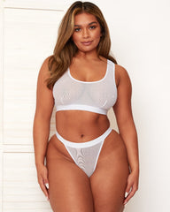 Lola-Mae Mesh Twin Pack Crop Bralettes : Candyfloss & Ice White