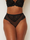 Harlow High waist brazilian with mesh and lace details in midnight black