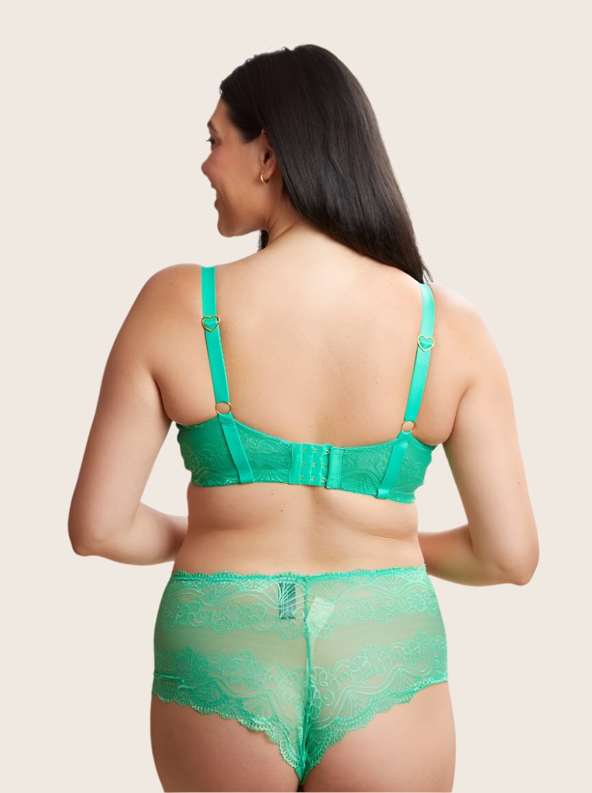 Back detail of the Tutti Frutti lingerie set in Ample Apple Green