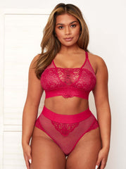 The beccs bralette in very cherry in lace and mesh