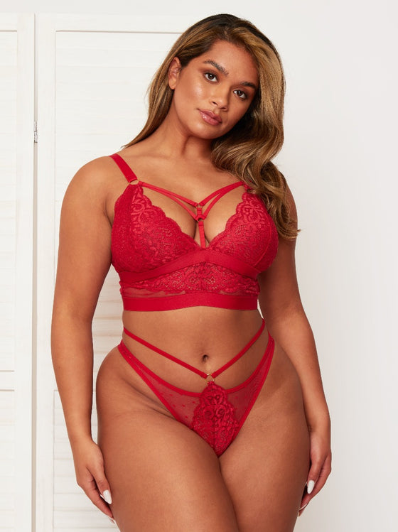 Raspberry red Brooke bralette double caged cups