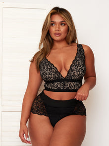  Eden longline bralette with sheer lace all-over