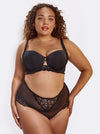 Black mesh and lace high waist brief in sizes XS to 6XL