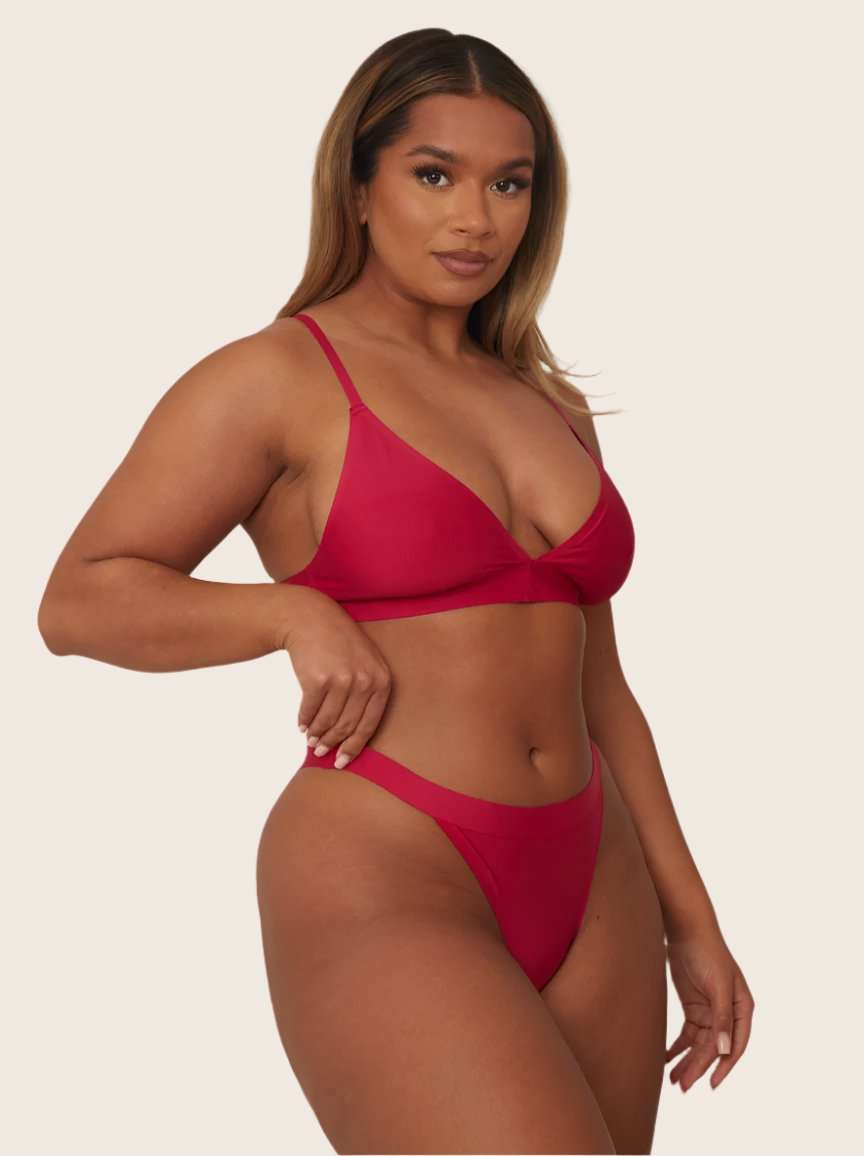 Ally Twin Pack Bralettes : Black & Very Cherry