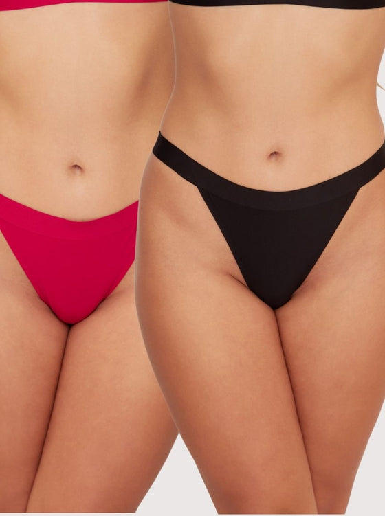 Ally Multi-Pack Thong in Black & Cerise