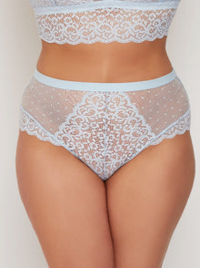  Eva ballad blue brief with spot mesh and lace panels