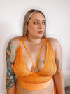 Gia sunburst orange lace bralette in pullover style