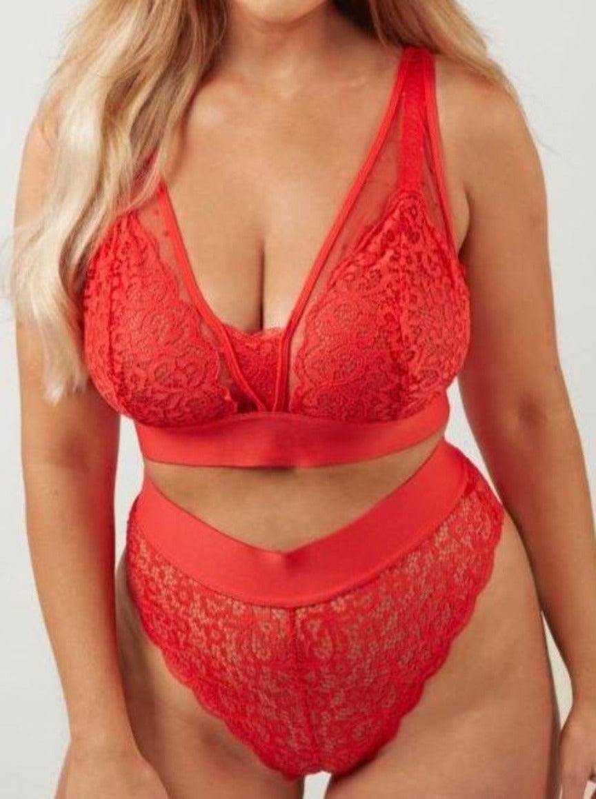 Hallie fiery red brazilian with thick waistband for maximum support