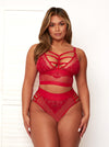 Kayla raspberry red bralette with front caging