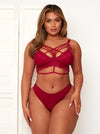 Roxy garnet red bralette with sexy front caging